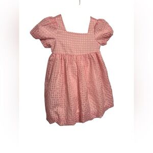 Pink Gingham Puff Sleeve Dress with bow, size 6